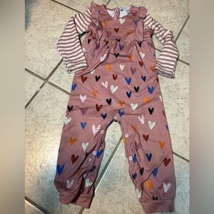 Charming Heart Print Kids Romper